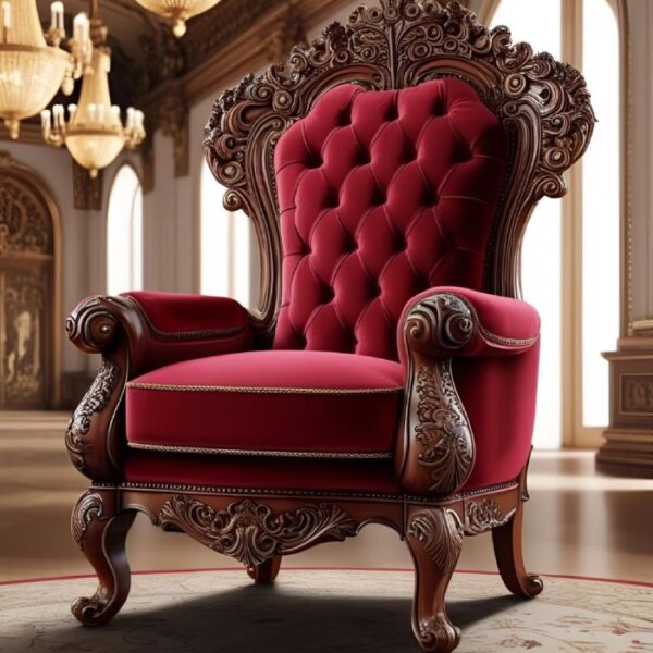 Regal Red Throne Armchair