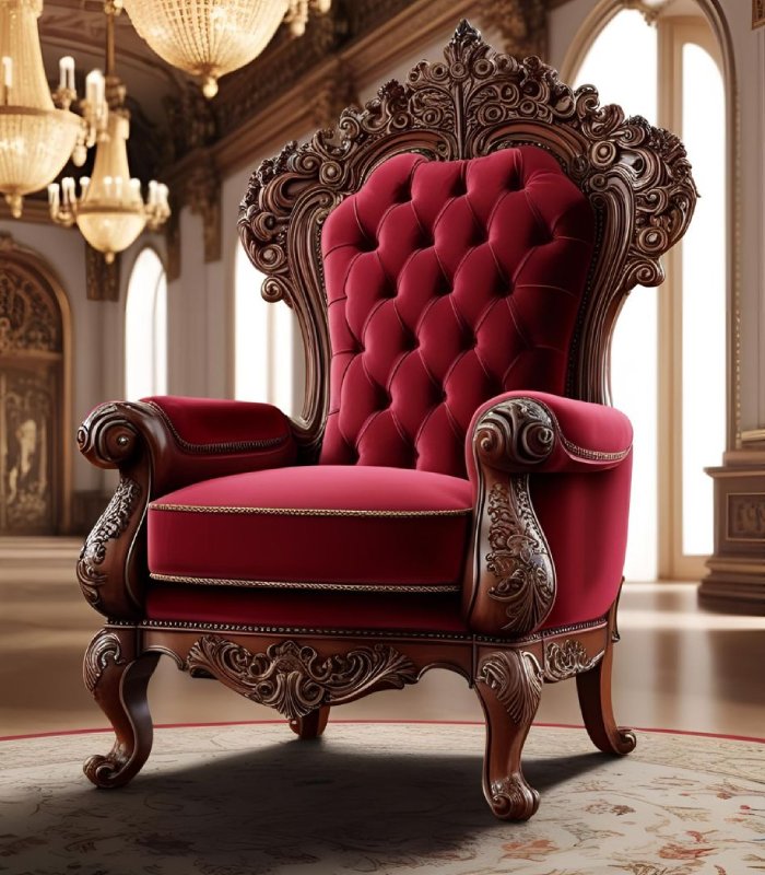 Regal Red Throne Armchair